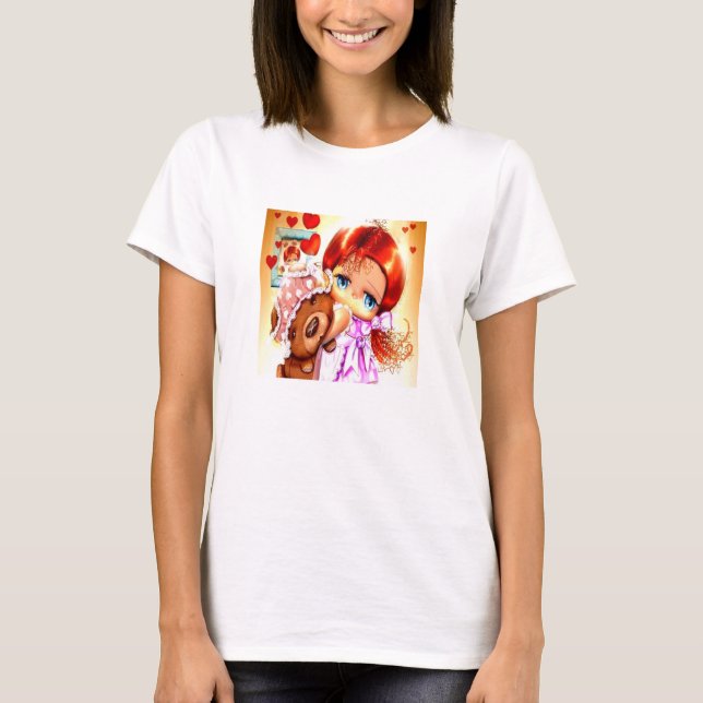 Mädchen mit Teddybär T-Shirt (Vorderseite)