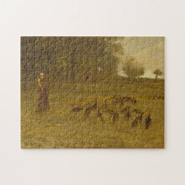 Mädchen mit Truthähnen Puzzle (Horizontal)