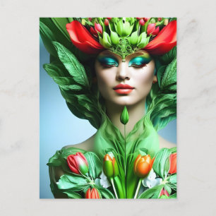 Mädchen mit Tulpen, Postkarte für Postübergabe