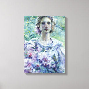 Mädchen mit violetten Blumen (von Robert Reid) Leinwanddruck