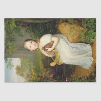 Mädchen mit Vogel Portrait Louise als Kind Seidenpapier