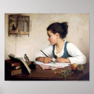 Mädchen mit Vogelposter Poster