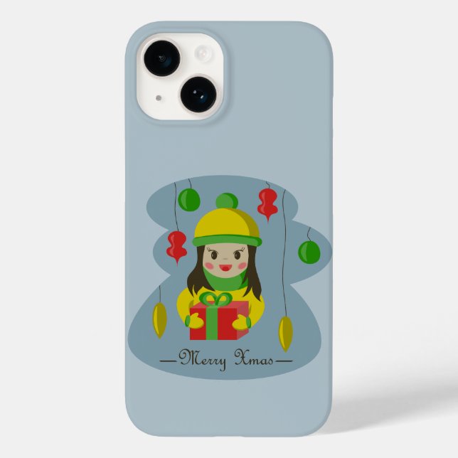 Mädchen mit Weihnachts-Geschenkboxen Case-Mate iPhone Hülle (Rückseite)