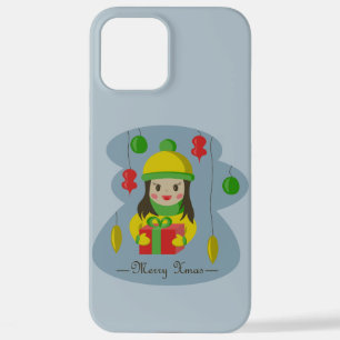 Mädchen mit Weihnachts-Geschenkboxen iPhone 12 Pro Max Hülle