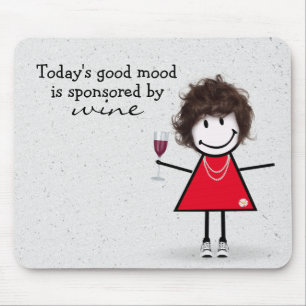 Mädchen mit Wein und Sneakern im Strichmännchen-St Mousepad