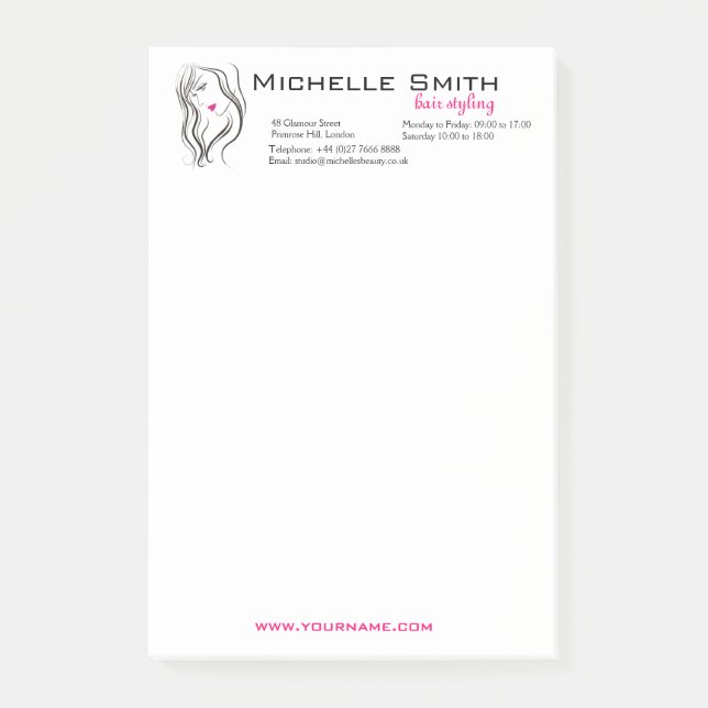 Mädchen mit welligem Haar Frisuren-Styling-Brandin Post-it Klebezettel (Vorderseite)