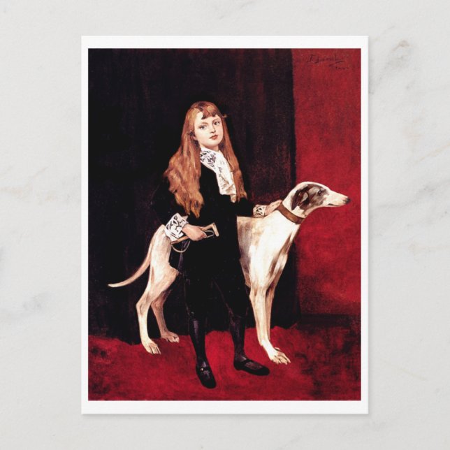 Mädchen mit Windhund Postkarte (Vorderseite)