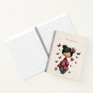 Mädchen mit Zauberstab und Schmetterlingen Notizbuch