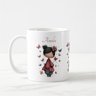 Mädchen mit Zauberstab und Schmetterlingen Süß Kaffeetasse
