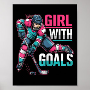 Mädchen mit Zielen Hockey Frau Poster