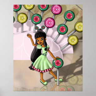 Mädchen mit zwei Ethnizitäten und Lollipops Poster