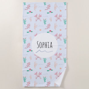 Mädchen Moderner und Niedlicher Axolotl Pattern Ki Strandtuch