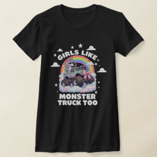 Mädchen mögen auch Monstertruck Einhorn Zierlich T-Shirt