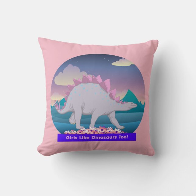 Mädchen mögen Dinosaurier auch! Kissen (Vorderseite)