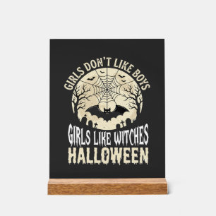 Mädchen mögen Hexen Halloween-Fledermaus-Design_1 Acrylschild