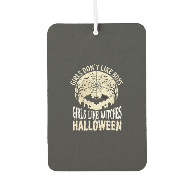 Mädchen mögen Hexen Halloween-Fledermaus-Design_1 Autolufterfrischer (Vorderseite)