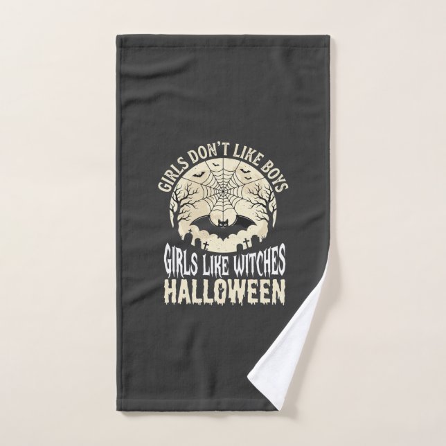 Mädchen mögen Hexen Halloween-Fledermaus-Design_1 Handtuch (Handtuch)