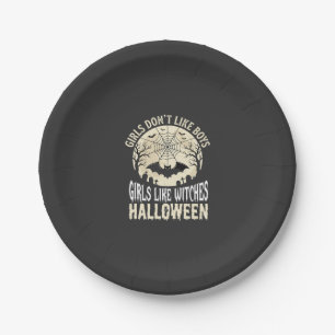 Mädchen mögen Hexen Halloween-Fledermaus-Design_1 Pappteller