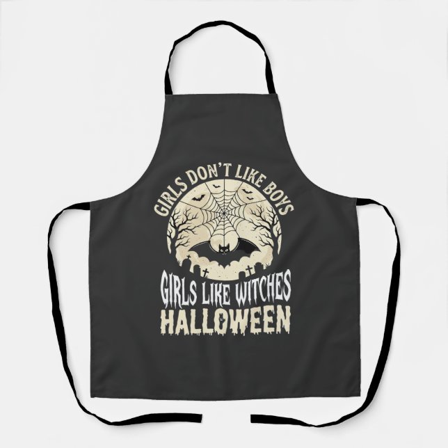 Mädchen mögen Hexen Halloween-Fledermaus-Design_1 Schürze (Vorderseite)