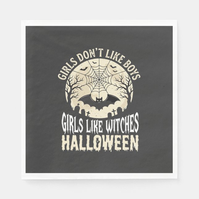 Mädchen mögen Hexen Halloween-Fledermaus-Design_1 Serviette (Vorderseite)