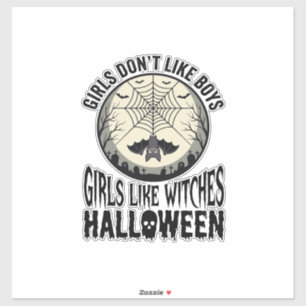 Mädchen mögen Hexen Halloween Vintage Vektor Desig Aufkleber