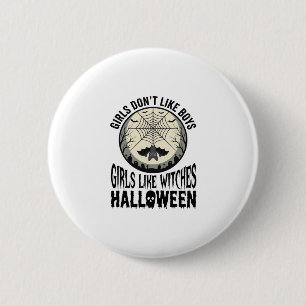 Mädchen mögen Hexen Halloween Vintage Vektor Desig Button