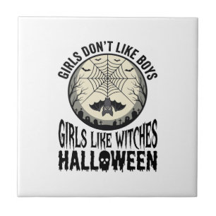 Mädchen mögen Hexen Halloween Vintage Vektor Desig Fliese
