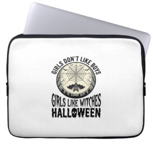 Mädchen mögen Hexen Halloween Vintage Vektor Desig Laptopschutzhülle