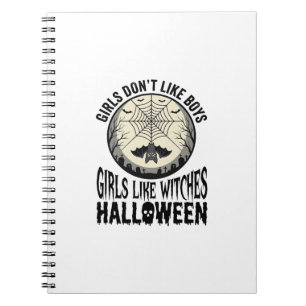 Mädchen mögen Hexen Halloween Vintage Vektor Desig Notizblock