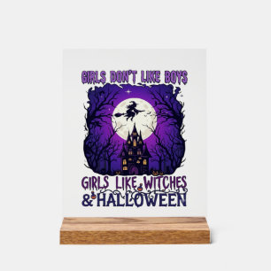 Mädchen mögen keine Hexen-Jungs Halloween Spukhaus Acrylschild