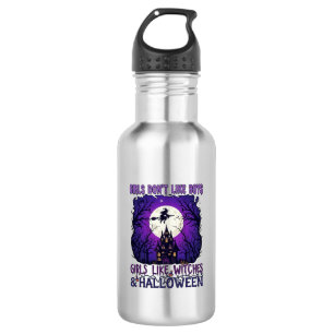 Mädchen mögen keine Hexen-Jungs Halloween Spukhaus Edelstahlflasche