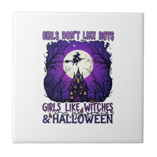 Mädchen mögen keine Hexen-Jungs Halloween Spukhaus Fliese