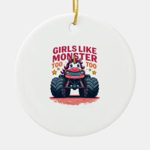 Mädchen mögen Monstertrucks auch Vintage-Einhorn-M Keramik Ornament