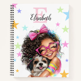 Mädchen-Monogramm Notizbuch mit beliebigem Anfangs