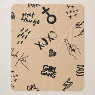 Mädchen nahtlos Muster mit kalligrafischem Slogan, Sherpadecke