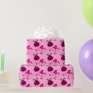 Mädchen Name age ladybug Geburtstag gemusterte Ver Geschenkpapier