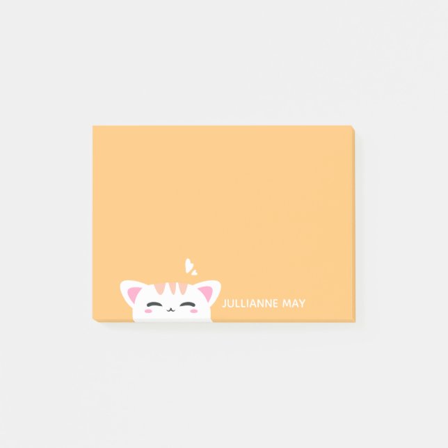 Mädchen Name Pastel Yellow Niedlich Kitty Post-it Klebezettel (Vorderseite)