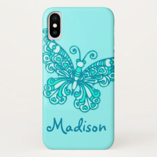 Mädchen nannten Aqua grünen Schmetterling iPhone X Hülle