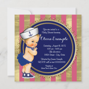 Mädchen Nautical Baby Shower Einladung