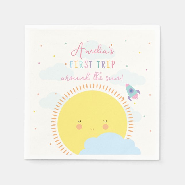 Mädchen Niedlich 1. Reise um den sonnigen Sommer G Serviette (Vorderseite)