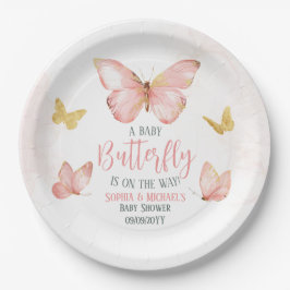 Mädchen Niedlich Blush Pink Butterfly Baby Dusche Pappteller