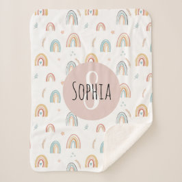 Mädchen Niedlich Boho Wasserfarbe Regenbogenmuster Sherpadecke