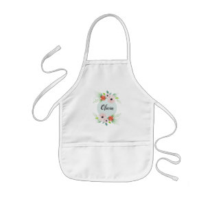 Mädchen Niedlich Floral Wasserfarben Blume und Na Kinderschürze