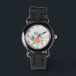 Mädchen Niedlich Frühlingsbotanische Blume und Kin Armbanduhr<br><div class="desc">Dieses wunderschöne Blumendesign mit niedlichen Frühlingswasserfarben-Blume und -Zahlen bietet Ihnen Platz,  um Ihren Mädchennamen in einem eleganten Schriftart zu schreiben. Ein perfektes pastellfarbenes botanisches Geschenk für Ihre Kleine.</div>