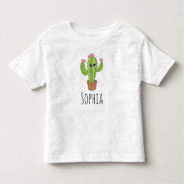 Mädchen Niedlich Kawaii Cactus Pflanze und Name Kleinkind T-shirt
