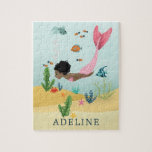 Mädchen Niedlich magisch unter dem Meer Afro Meerj Puzzle<br><div class="desc">Dieses niedliche,  skurrile und moderne Puzzle-Design besticht durch eine Meerjungfrau mit einer natürlichen Atmosphäre,  mit Fischen,  Algen,  Krabben und Seestern und kann mit dem Mädchennamen personalisiert werden. Das perfekte magische und geistliche Geschenk für alle Meerjungfrauen!</div>