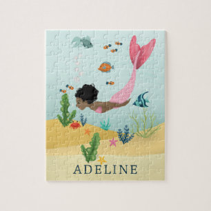 Mädchen Niedlich magisch unter dem Meer Afro Meerj Puzzle