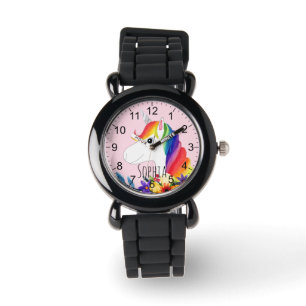 Mädchen Niedlich magischer Regenbogen Einhorn und Armbanduhr