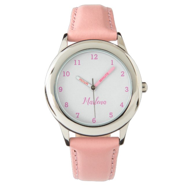 Mädchen Niedlich Modernes Rosa Stilvolle Individue Armbanduhr (Vorderseite)