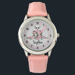 Mädchen Niedlich Panda Bären und Name Kinder Armbanduhr<br><div class="desc">Diese niedliche und mädchenhafte Kinderuhr ist mit einem hübschen,  handbemalten Panda-Bären mit einem Haufen Blume versehen. Dieses Blumendesign bietet Ihnen auch die Möglichkeit,  Ihren Mädchennamen hinzuzufügen. Ideal für die erste Armbanduhr eines Kindes!</div>